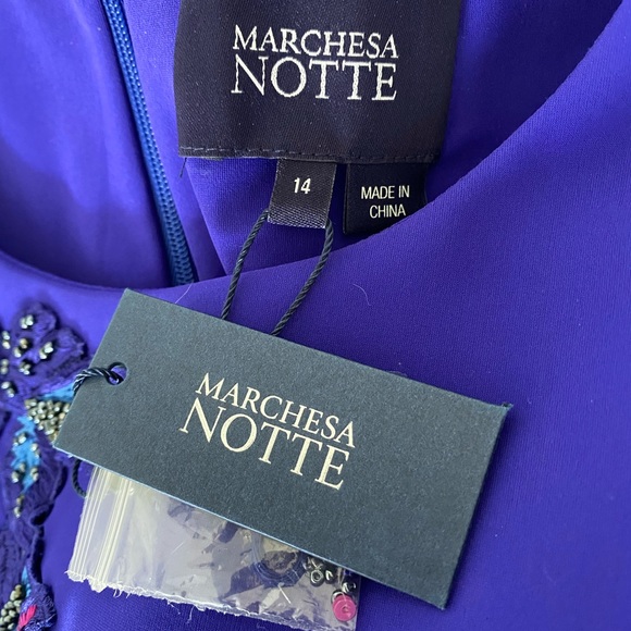 Marchesa Notte Crew Neck purple formal sleeveless round neck Midi Dress. Size 14 - Picture 5 of 6